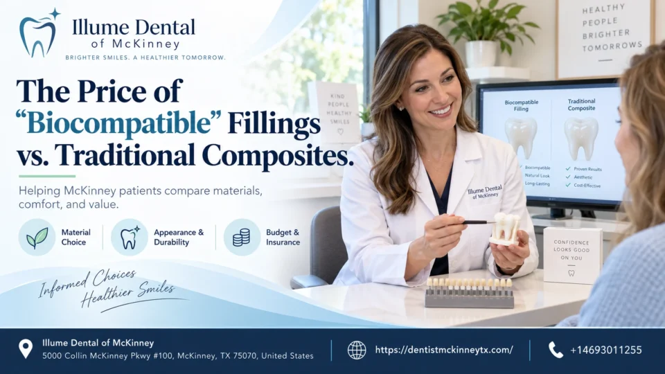 The price of "Biocompatible" Fillings vs. Traditional Composites.
